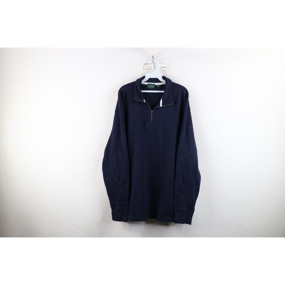 Vintage J Crew Mens XL Ribbed Knit Elbow Patch Half Zip Pullover